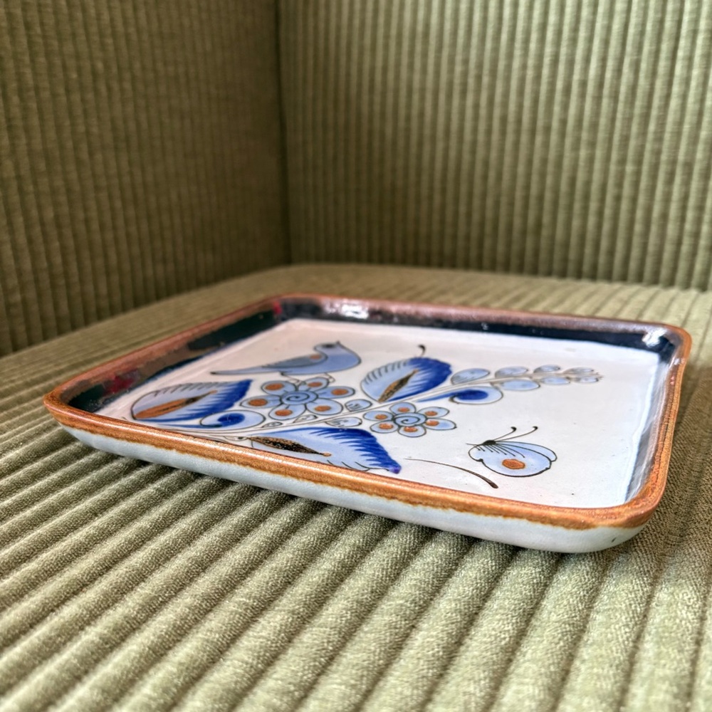 Vintage Ken Edwards El Palomar Mexico Bird & Butterfly Ceramic Plate - Picture 3 of 7